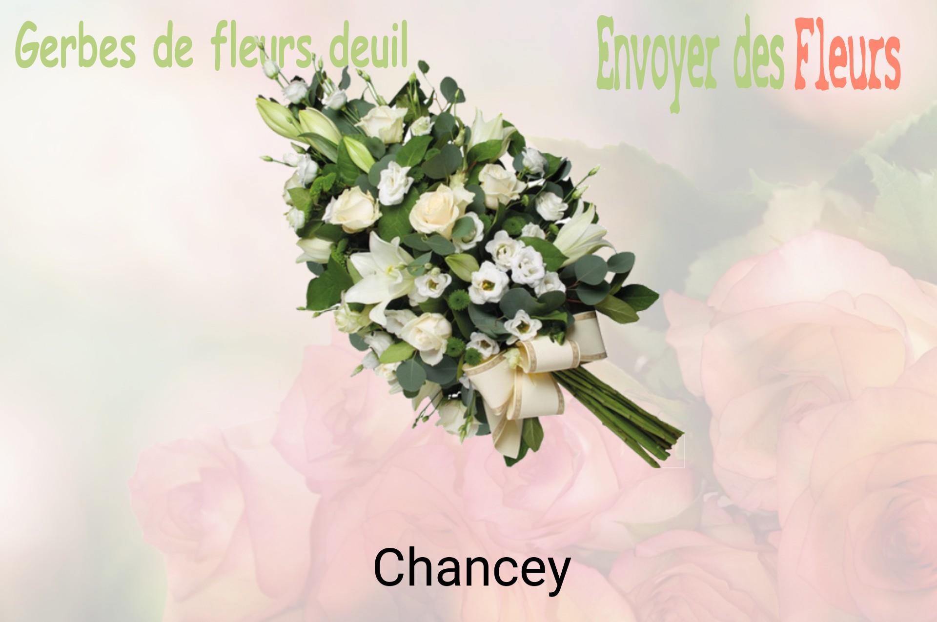 Gerbe de fleurs de deuil livrée à Chancey
